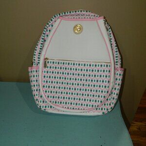 Mark & Graham x Spartina Tennis/Pickleball Backpack Pink Green Geo